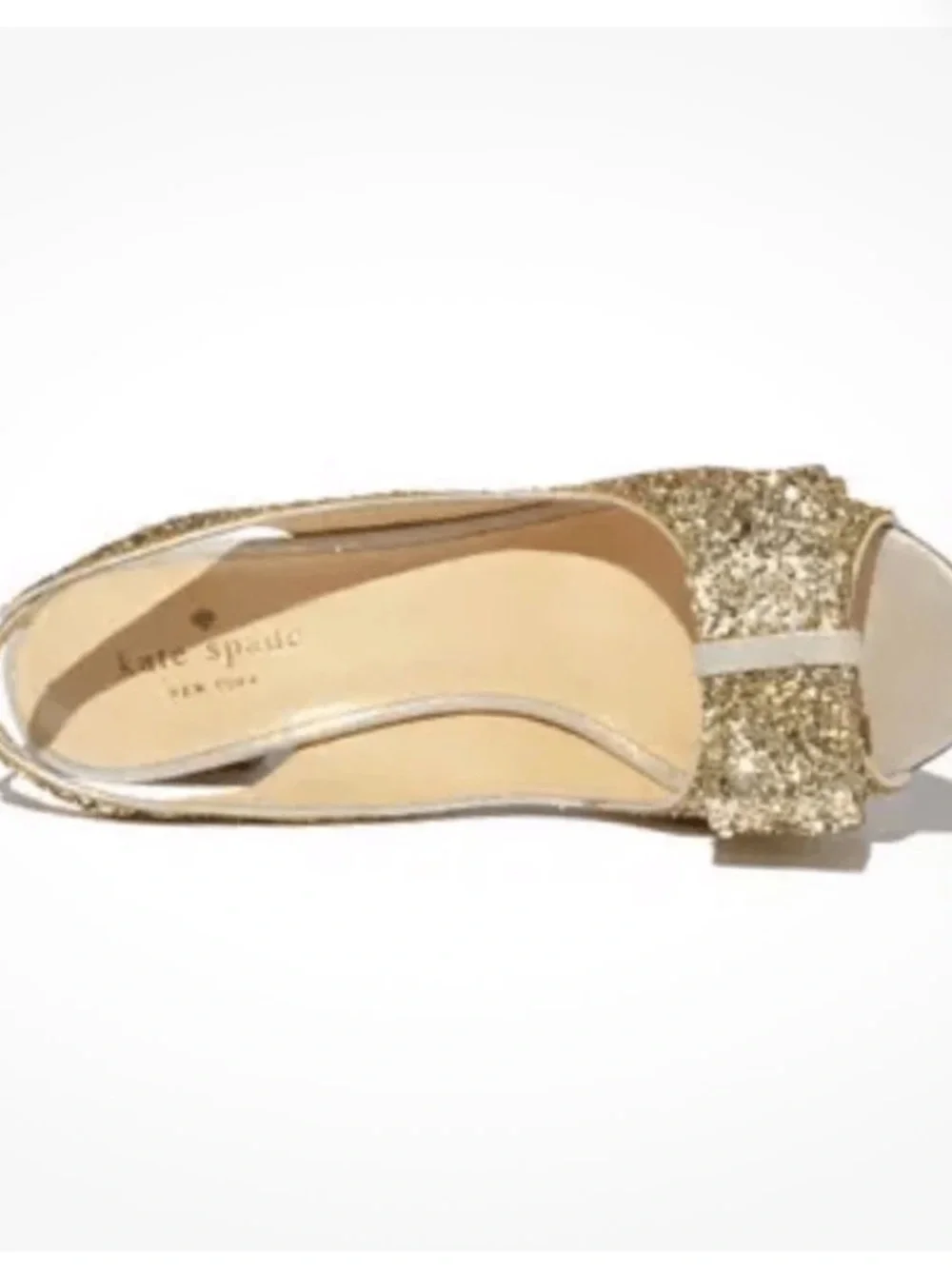 kate spade Charyl Sequin Slingback Peep-Toe Heel with Bow Accent Size 8